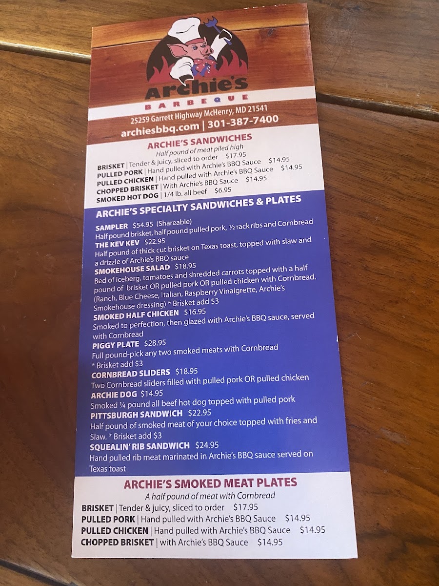 Menu Archie's Bbq-1