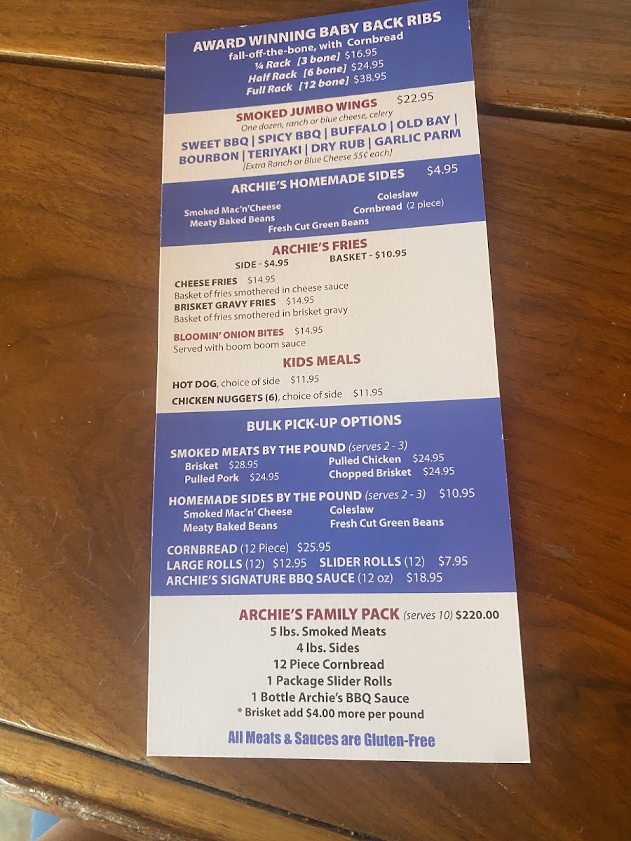 Menu Archie's Bbq-2