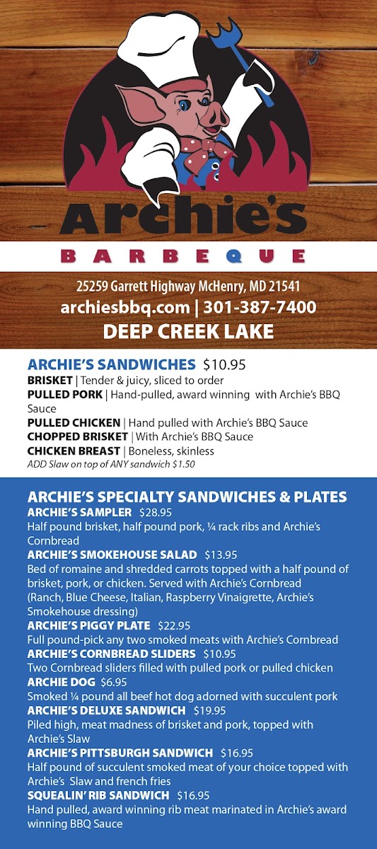 Menu Archie's Bbq-9